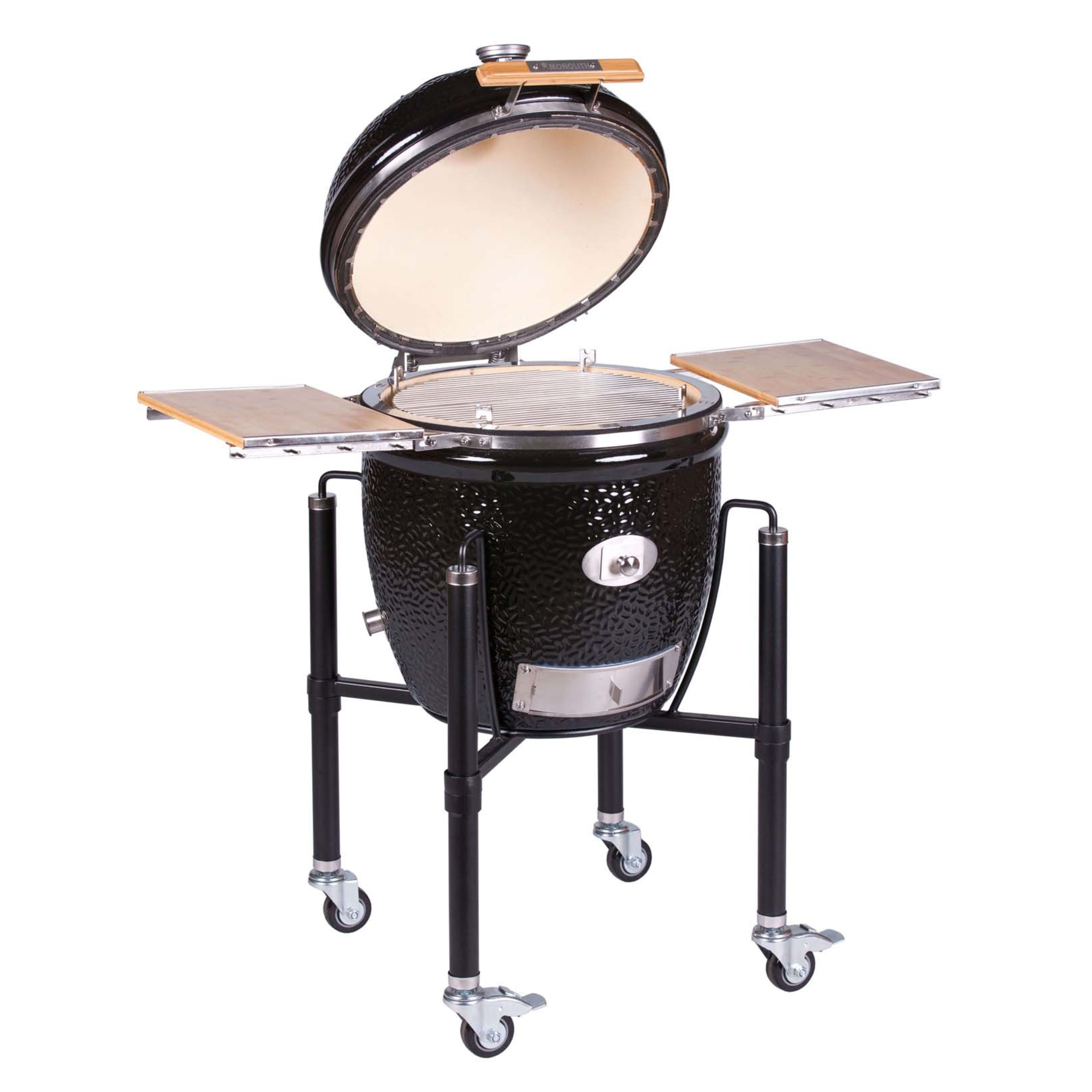MONOLITH CLASSIC BBQ GURU PRO-Serie 2.0 - BLACK - mit Gestell und Seitentischen MONOLITH - Flammerando