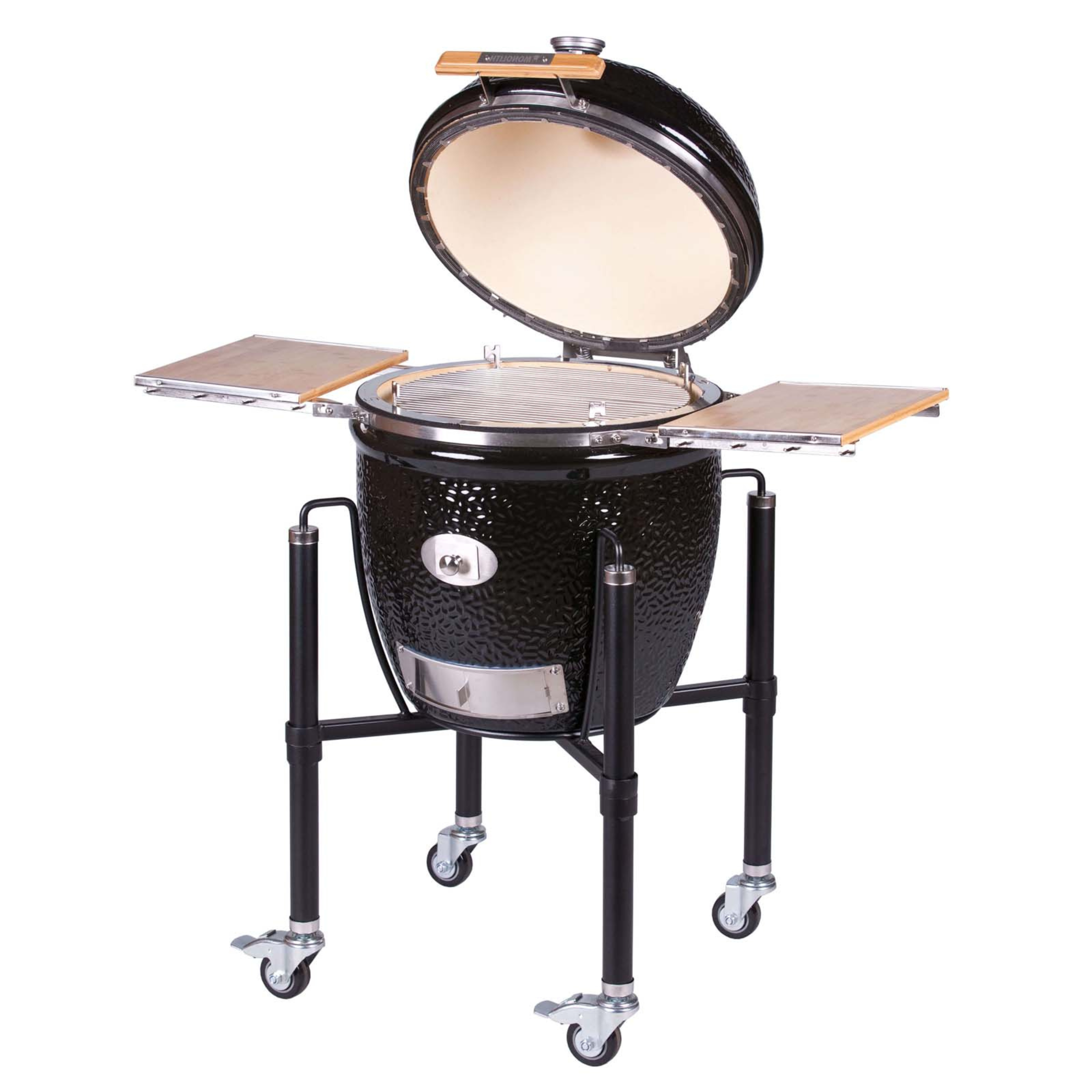 MONOLITH CLASSIC BBQ GURU PRO-Serie 2.0 - BLACK - mit Gestell und Seitentischen MONOLITH - Flammerando