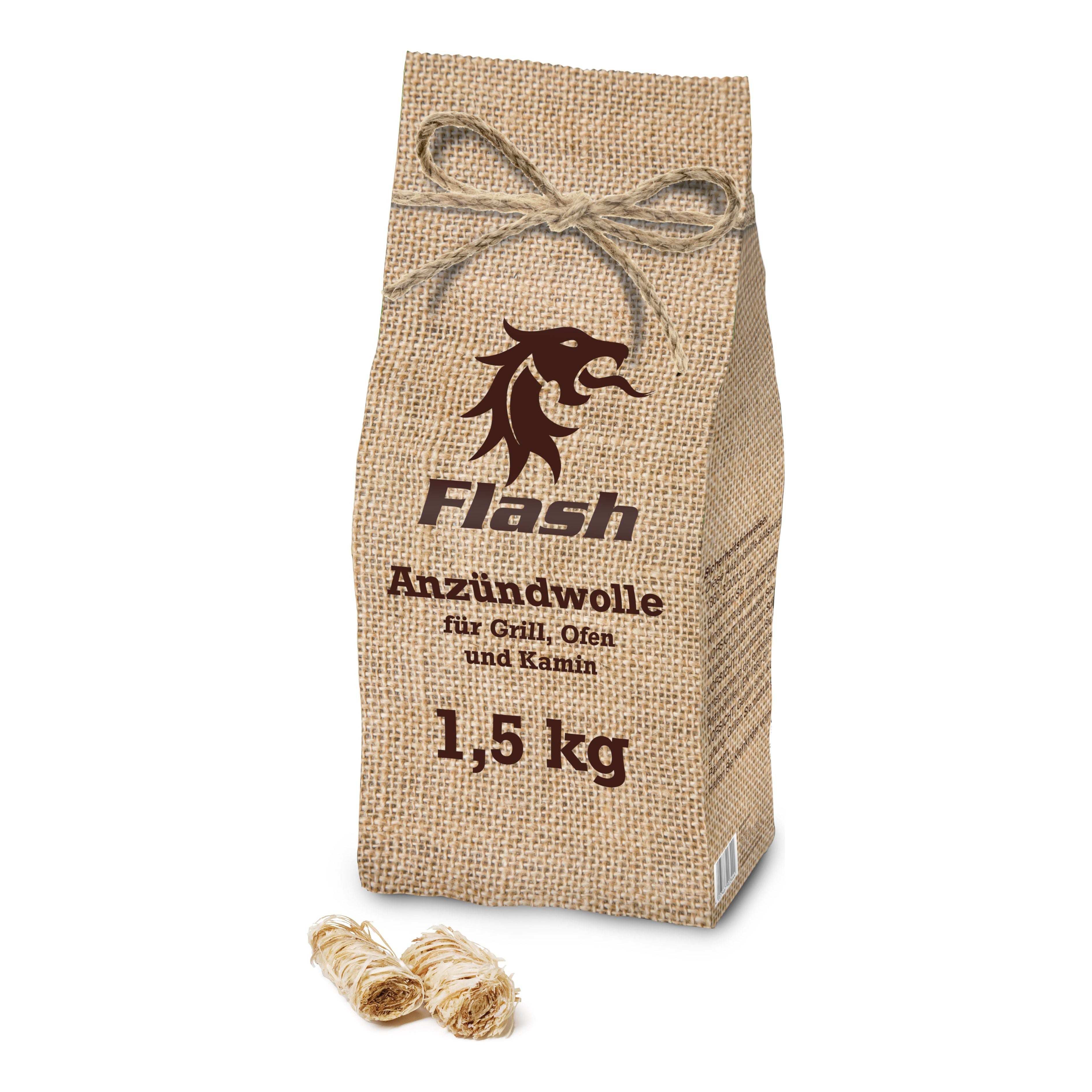 FLASH Anzündwolle 1,5 Beutel (Jute-Optik) FLASH - Flammerando