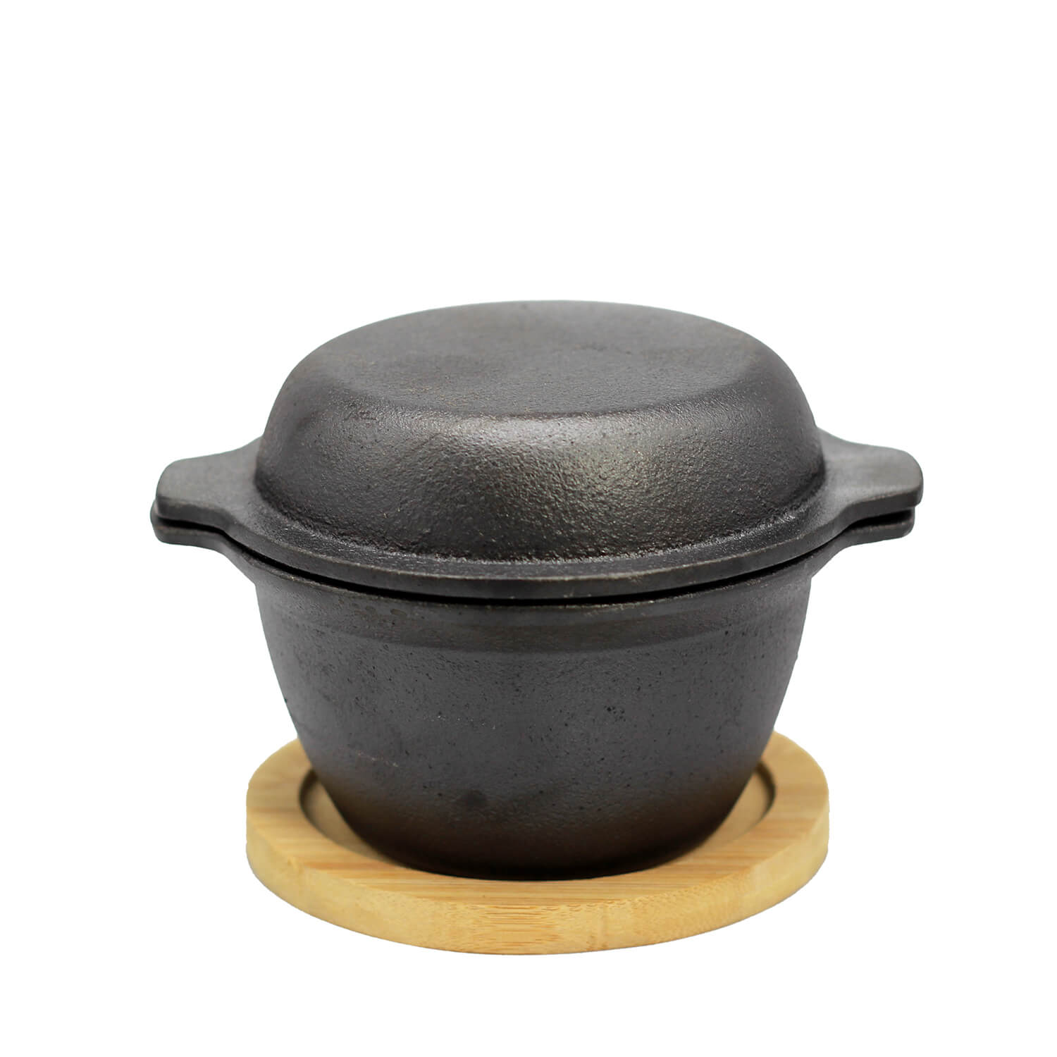 ALLGRILL Gusstöpfchen mit Deckel Ø 10 x 9 cm und Holzuntersetzer ALLGRILL - Flammerando