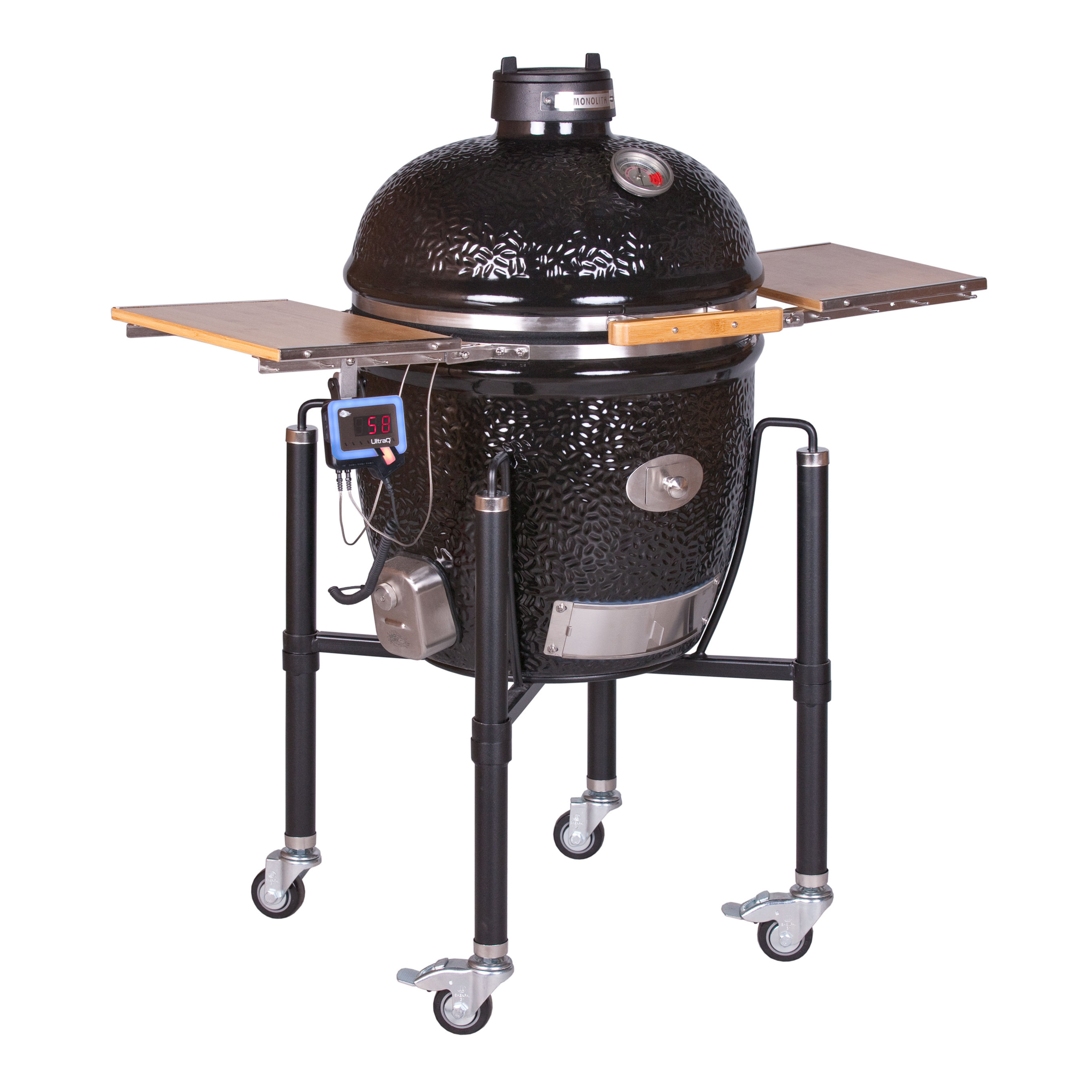 MONOLITH CLASSIC BBQ GURU PRO-Serie 2.0 - BLACK - mit Gestell und Seitentischen  MONOLITH    - Flammerando