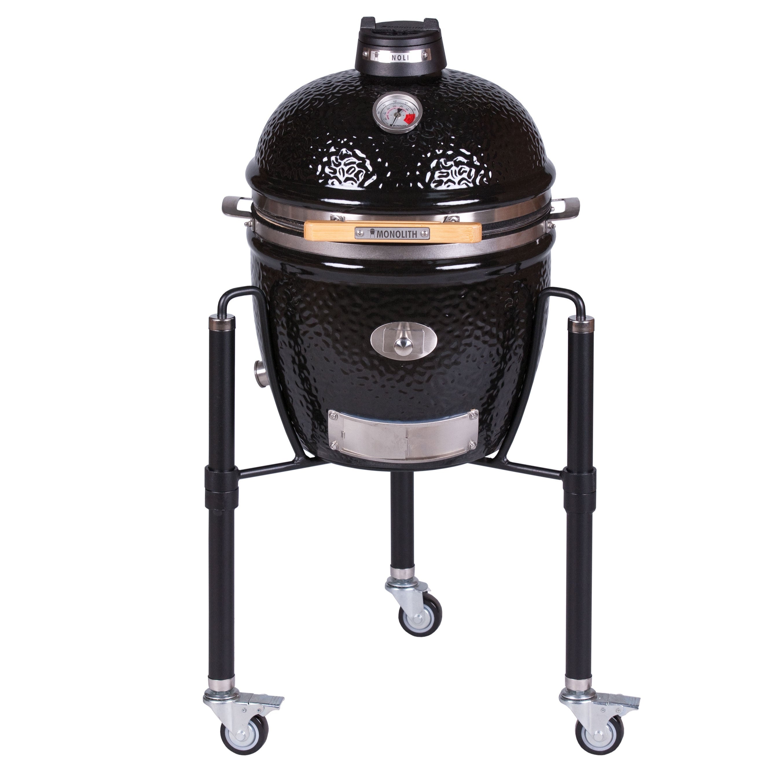 Kamado-Keramikgrill Monolith Junior im mobilen Grillgestell mit Rollen – kompakter BBQ-Grill für Garten und Balkon